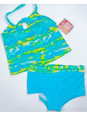 Baby Girls Two-Piece Tankini Swimsuit With Palm Print & UPF 50+ Sun Protection